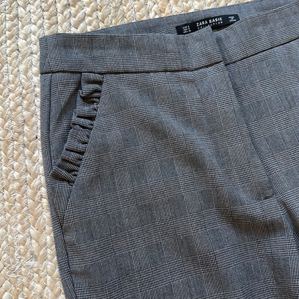 Zara Basic Ruffled Work Pantsplaid - image 2